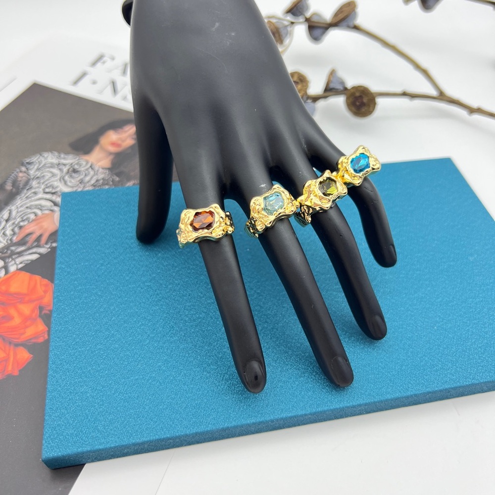 Elegant Gold and Gemstone Ring Set